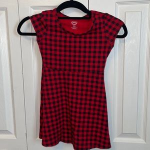 Girls size S (6-6x) Black and red plaid dress